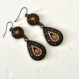 brass tone southwest drop earrings